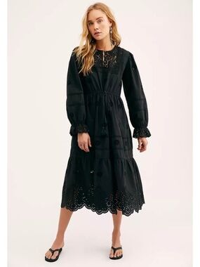 FREE PEOPLE | “Lavender” Midi Dress in Black